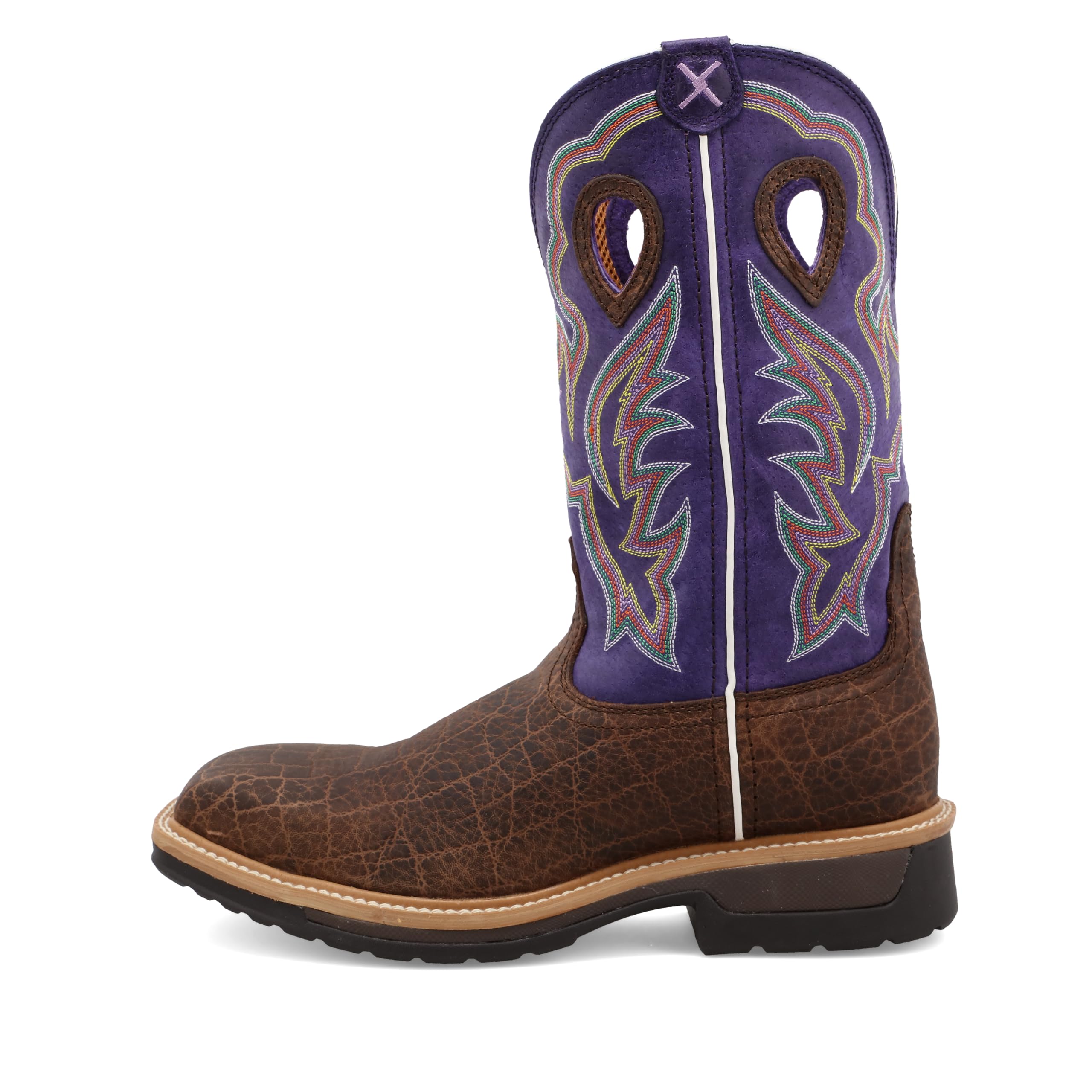 Twisted X Men's 12" Pull On Alloy Toe Western Work Boot, Brown & Purple, 13 EE - Image 4