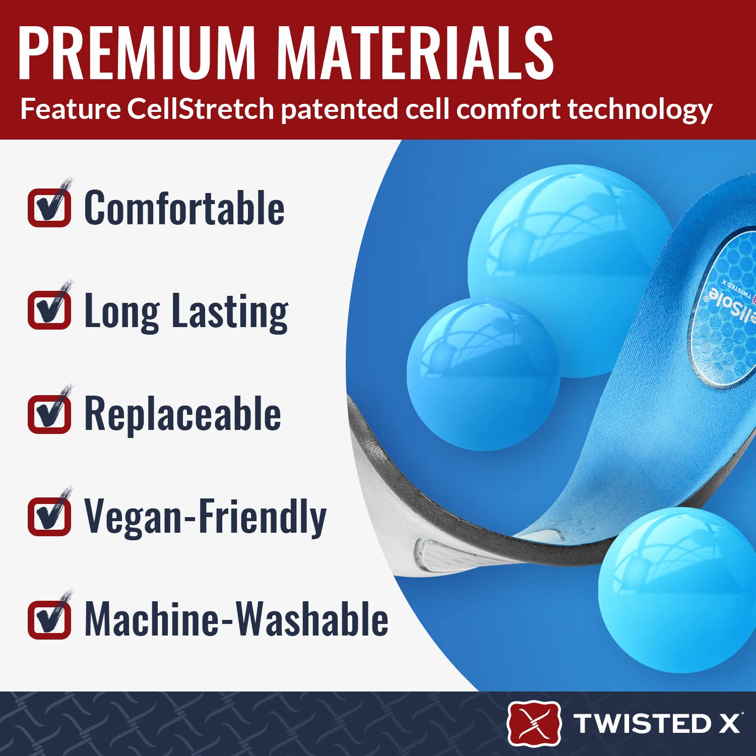 Twisted X Women’s Cellsole Square Toe Boot and Work Boot Footbed Inserts for All Day Comfort and Support, 10 - Image 5