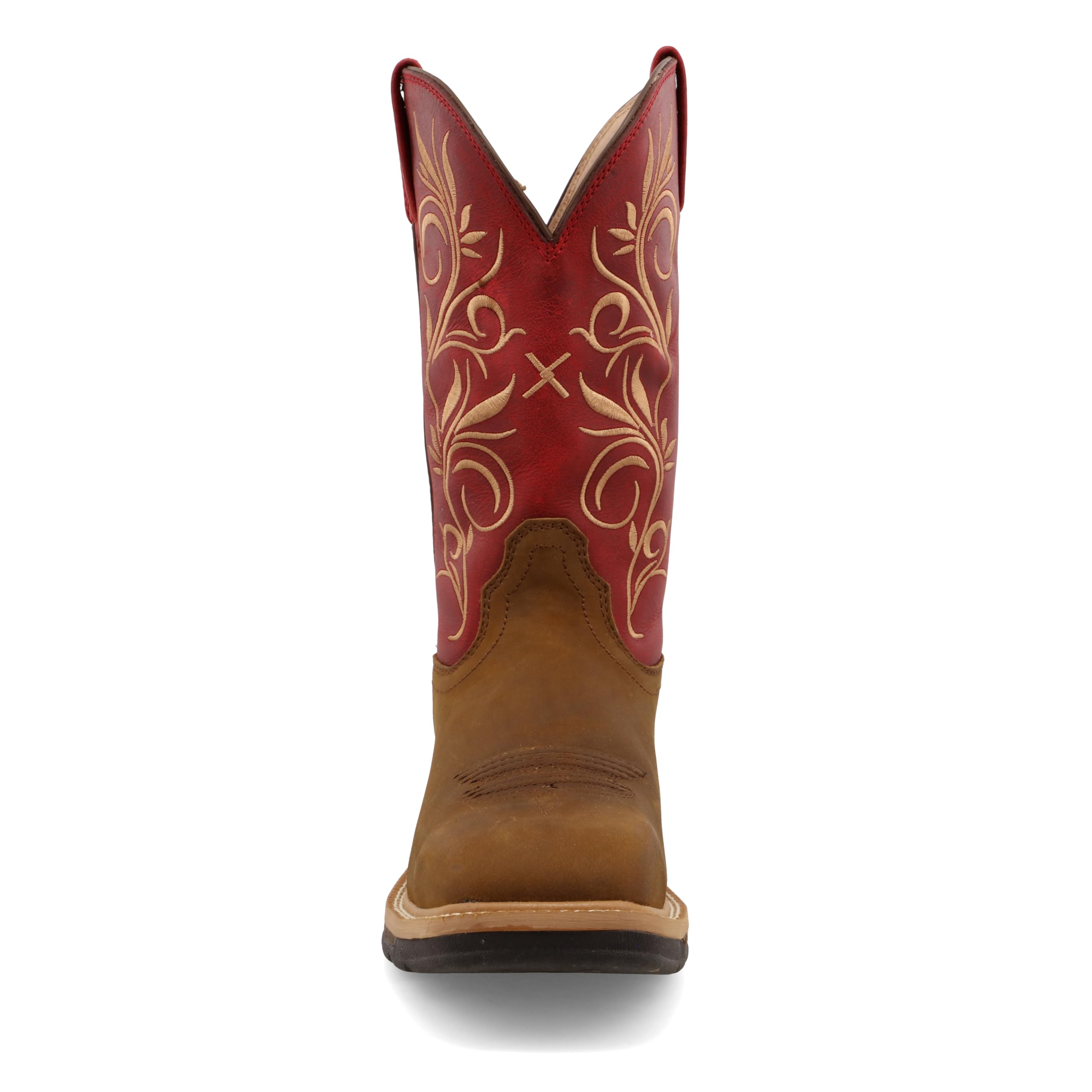 Twisted X Women's 11" Western Work Boot, Square Toe Steel Toe, Distressed Latigo & Red, 8 C - Image 3